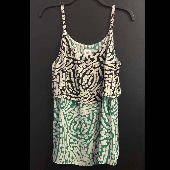 CAbi Tops - CAbi Black and Green Layered Printed Camisole